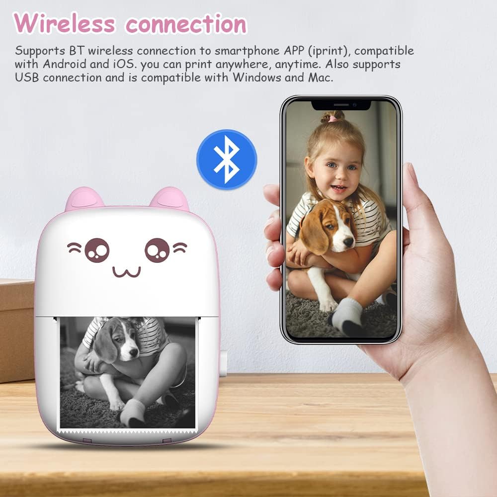 Velcon Mart portable mini printer with compact design, wireless connectivity, and sleek black finish for on-the-go printing.
